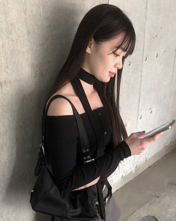 Bring Off Shoulder Muffler T-Shirt Set